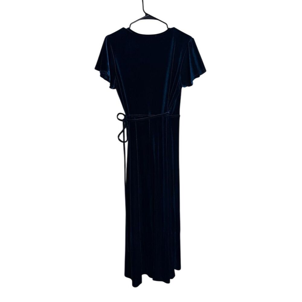 Anthropologie BHLDN Women's Velvet Wrap Midi Dress Teal Size L Party Cocktail - Picture 5 of 6